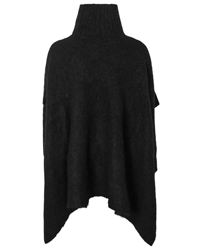 Rabens Saloner - Dede Fluffy Knit Poncho - Black